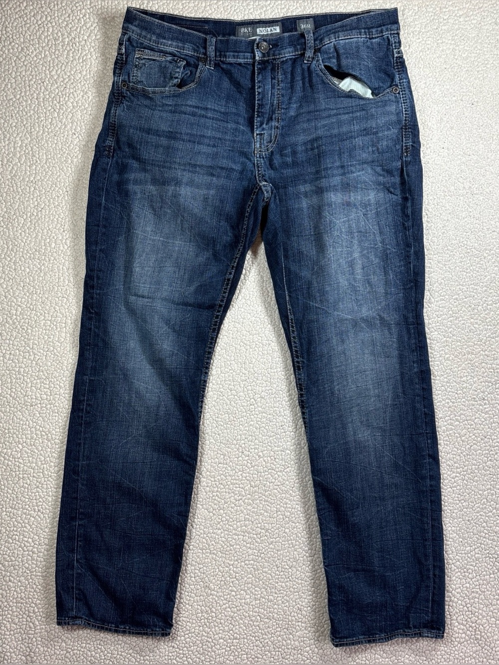 BKE Nolan Straight Leg Jeans Men’s Size 36R Medium Stone Wash Buckle Stretch